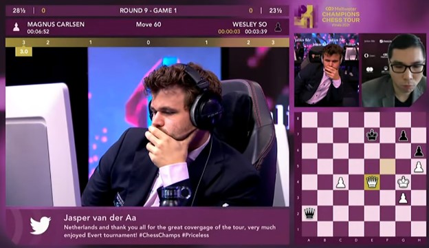 Trận đấu giữa Carlsen và So được lấy từ livestram của BTC